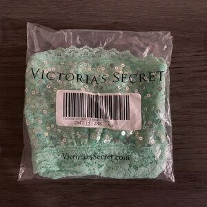 VS PINK allover Lace Bandeau Bra size XS green sequin